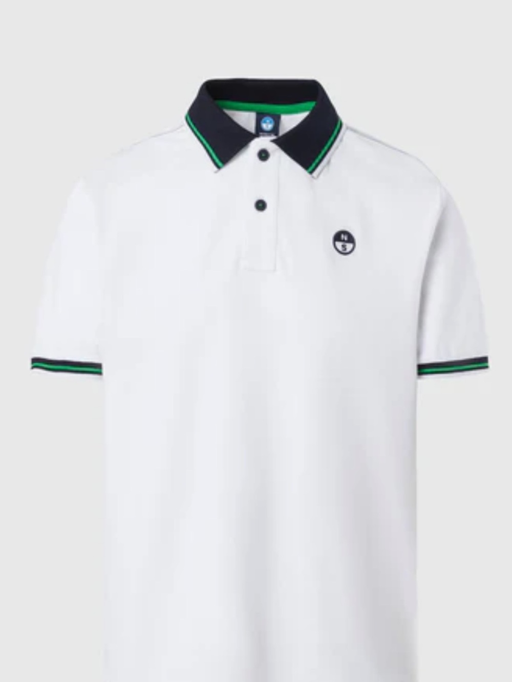 North Sails White Polo Shirt with Navy & Green Trim NWT